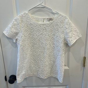Ann Taylor white crochet blouse